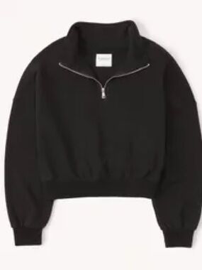Abercrombie & Fitch Sunday Half Zip Black Cropped XXS